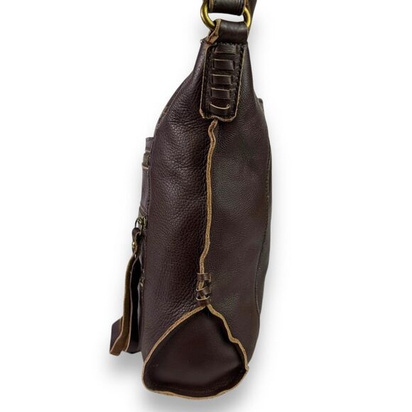 Lucky Brand Vintage Crossbody Hobo Shoulder Bag Tassels Brown Leather Western - Picture 11 of 14